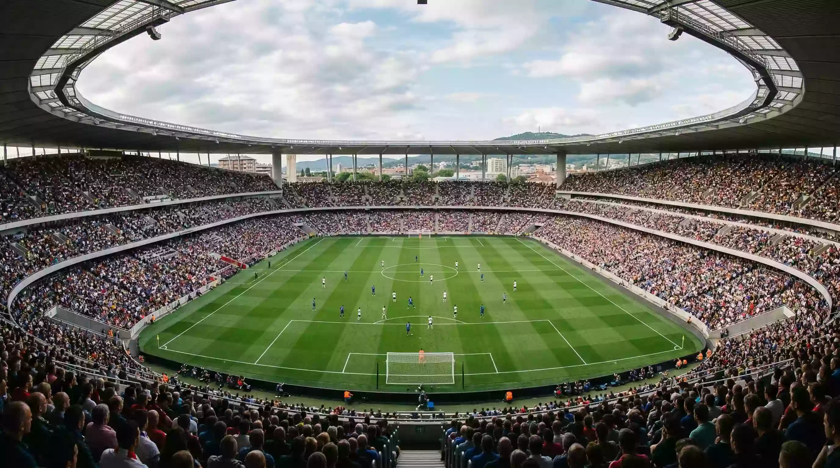 Vista panorámica de un estadio de fútbol inglés durante un partido de la Premier League